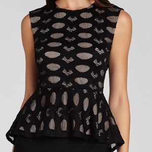 BCBGMaxAzria Kimie Black Lace Sleeveless Top